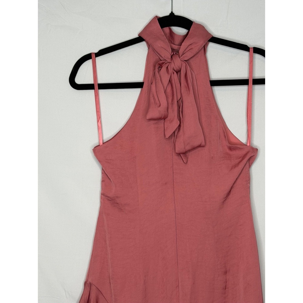 Here Comes The Sun Rose Pink Halter Mini Dress Asymmetrical Ruffle Hem NWT S - Picture 9 of 14